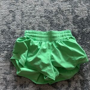 Lululemon, hotty hot, size 2 2.5 in. , color- scream green